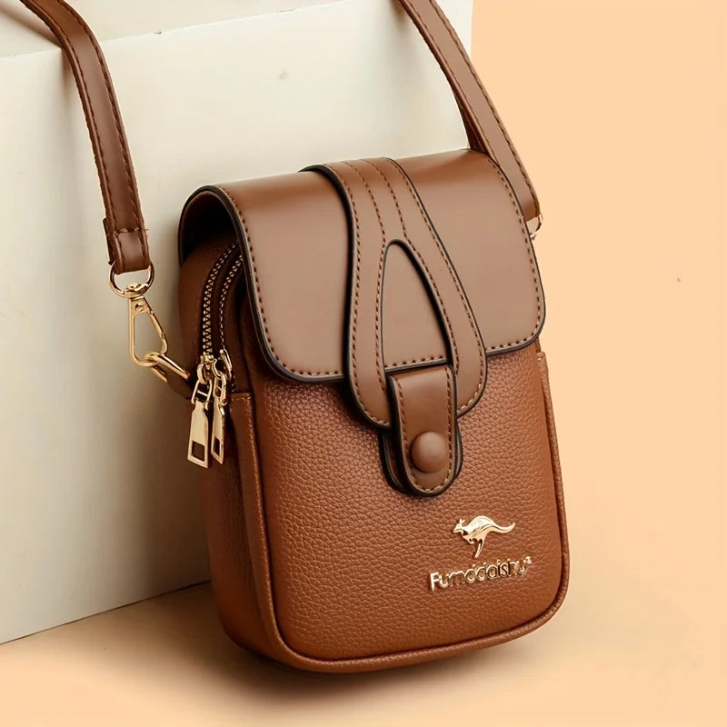 Punk Women's Crossbody Bag, Black Zipper, Multi-Pocket Polyester Purse for Daily Use.