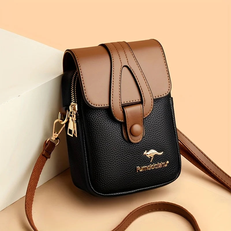 Punk Women's Crossbody Bag, Black Zipper, Multi-Pocket Polyester Purse for Daily Use.